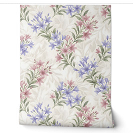パステルピンクパープルユリの花のシームレスパターンボ 壁紙