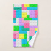 パステルピンクパープル建物ブロックカスタム バスタオルセット (ハンドタオル)