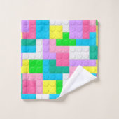 パステルピンクパープル建物ブロックカスタム バスタオルセット (ウォッシュタオル)