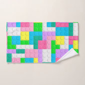 パステルピンクパープル建物ブロックカスタム バスタオルセット (ハンドタオル)