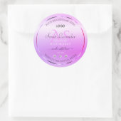 パステルピンクパープル製品ラベルモノグラムとロゴ ラウンドシール (バッグ)