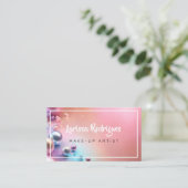 パステルピンクパール光沢メイクアップアーティスト 名刺 (スタンド正面)