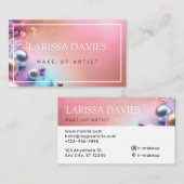 パステルピンクパール光沢メイクアップアーティスト 名刺 (正面/裏面)