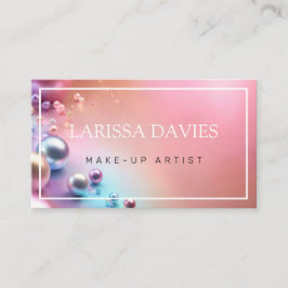 パステルピンクパール光沢メイクアップアーティスト 名刺
