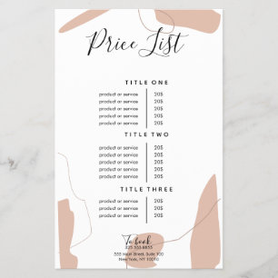 パステルピンクビジネス価格表デザイン チラシ