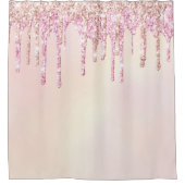 *~*パステルピンクピーチグラデーション金ゴールドグリッタードリップAP7  シャワーカーテン (正面)