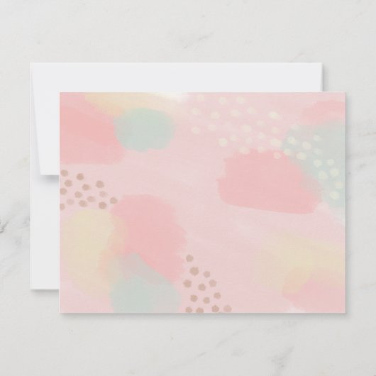 パステルピンクピーチ抽象芸術アートサンキュー サンキューカード (裏面)