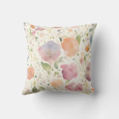 パステルピンクピーチ薄紫ワイルドフラワーズ花模様バイアヴァ クッション (裏面)