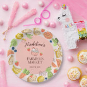 パステルピンクファーマーズマーケットフルーツ&野菜 ペーパープレート (パーティー)