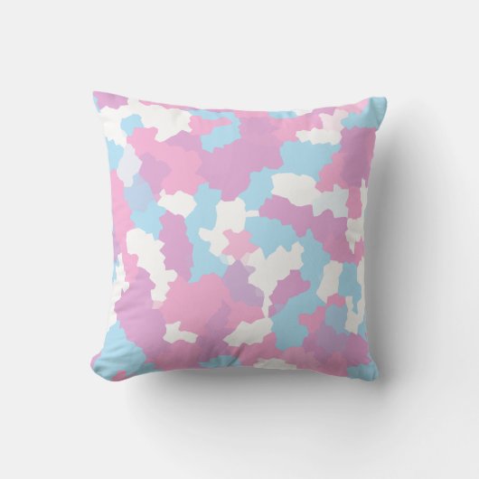 パステルピンクフェミニン抽象芸術迷彩パターン クッション (正面)