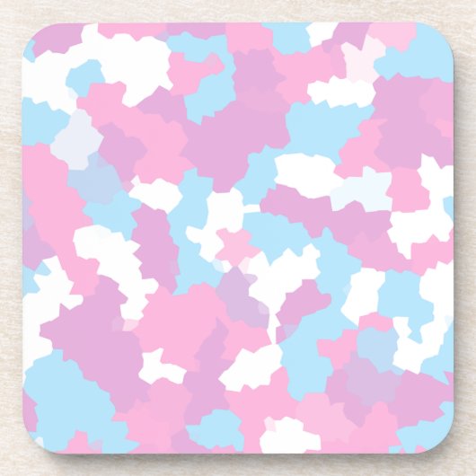 パステルピンクフェミニン抽象芸術迷彩パターン コースター (正面)