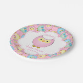 パステルピンクフクロウベビーシャワーテーマ ペーパープレート (アングル)