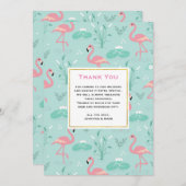パステルピンクフラミンゴスオングリーンパタ結婚ーン サンキューカード (正面/裏面)