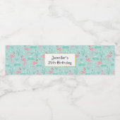 パステルピンクフラミンゴスグリーンパターン誕生日 ペットボトルラベル (シングルラベル)