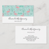 パステルピンクフラミンゴスグリーンパターン 名刺 (正面/裏面)