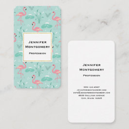 パステルピンクフラミンゴスグリーンパターン 名刺