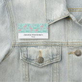 パステルピンクフラミンゴスグリーンパターン 名札 (インサイチュ)