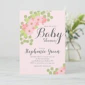 パステルピンクフラワーズベイビーシャワー招待状 招待状 (スタンド正面)