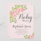 パステルピンクフラワーズベイビーシャワー招待状 招待状 (正面/裏面)