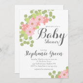 パステルピンクフラワーズベビーシャワー招待状 招待状 (正面/裏面)