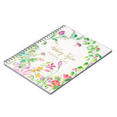 パステルピンクフローラガーリーかわいいパーソナライズされた ノートブック (左側)