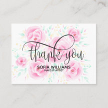 パステルピンクフローラガーリーサンキューカード