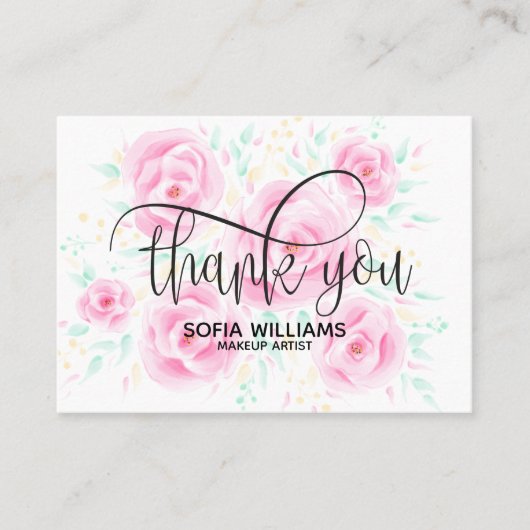 パステルピンクフローラガーリーサンキューカード 紹介カード (正面)
