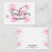 パステルピンクフローラガーリーサンキューカード 紹介カード (正面/裏面)