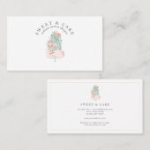 パステルピンクフローラケーキベーカリー 名刺 (正面/裏面)