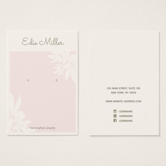 パステルピンクフローラスクリプトフォントイヤリングジュエリー (正面&裏面)