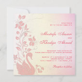 パステルピンクフローラスワンイスラム結婚教徒 招待状 (裏面)