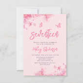 パステルピンクフローラソフトウオータカラー17誕生日 招待状 (正面)