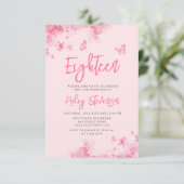 パステルピンクフローラソフトウオータカラー18誕生日 招待状 (スタンド正面)