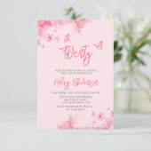 パステルピンクフローラソフトウオータカラー20誕生日 招待状 (スタンド正面)