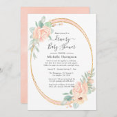 パステルピンクフローラドライブバイシャワー 招待状 (正面/裏面)