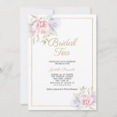パステルピンクフローラブライダルティーパーティーブライダルシャワー 招待状 (正面)