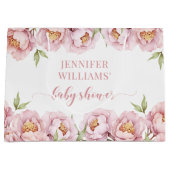 パステルピンクフローラベビーガールシャワー抱き枕 ラージペーパーバッグ (正面)