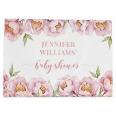 パステルピンクフローラベビーガールシャワー抱き枕 ラージペーパーバッグ (裏面)