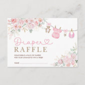 パステルピンクフローラベビーガール服おむつラッフル エンクロージャーカード (正面)