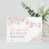 パステルピンクフローラベビーガール服おむつラッフル エンクロージャーカード (スタンド正面)