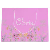 パステルピンクフローラベビーシャワー抱き枕 ラージペーパーバッグ (正面)