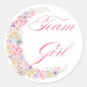 パステルピンクフローラムーンチーム女の子の赤ちゃんシャワー ラウンドシール (正面)