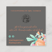 パステルピンクフローラレトロ台本の感謝してい順序 スクエア名刺 (裏面)