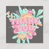 パステルピンクフローラレトロ台本の感謝してい順序 スクエア名刺 (正面)