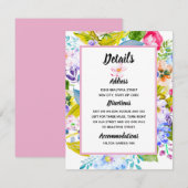 パステルピンクフローラロマン結婚ティック詳細 エンクロージャーカード (正面/裏面)