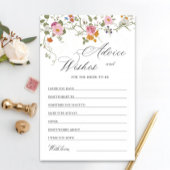 パステルピンクフローラワイルドフラワーアドバイス&ウィッシュズカード