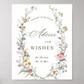 パステルピンクフローラワイルドフラワーアドバイス&ウィッシュ ポスター (正面)