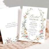 パステルピンクフローラワイルドフラワーズブライダルシャワー 招待状