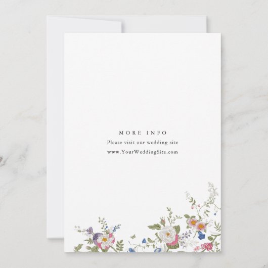 パステルピンクフローラワイルドフラワーズ婚約パーティ 招待状 (裏面)