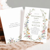 パステルピンクフローラワイルドフラワーズ婚約パーティ 招待状